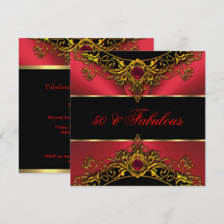 Fabulous 50 Elite Red Black Gold Geburtstag Einladung