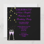 Fabulous 50 Fantastische Lila High Heels Champagne Einladung (Rückseite)