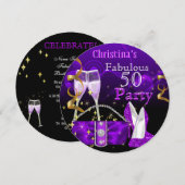 Fabulous 50 Fantastische Lila High Heels Champagne Einladung (Vorne/Hinten)