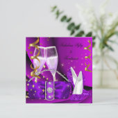 Fabulous 50 fantastische Lila High Heels Geburtsta Einladung (Stehend Vorderseite)