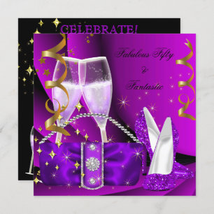 Fabulous 50 fantastische Lila High Heels Geburtsta Einladung