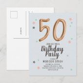 Fabulous 50 Foil Balloon Stars Einladung Geburtsta (Vorne/Hinten)