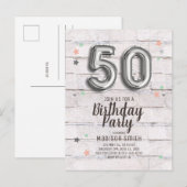 Fabulous 50 Foil Balloon Stars Einladung Geburtsta (Vorne/Hinten)