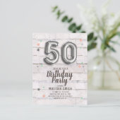 Fabulous 50 Foil Balloon Stars Einladung Geburtsta (Stehend Vorderseite)