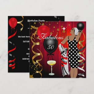 Fabulous 50 Fünfzig Diva Geburtstag Schwarz Rot Ba Einladung