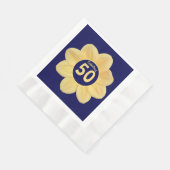 Fabulous 50. Geburtstag Blau und Gelb Blüte Serviette (Ecke)