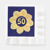 Fabulous 50. Geburtstag Blau und Gelb Blüte Serviette (Vorderseite)