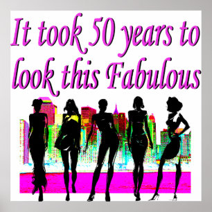 FABULOUS 50. GEBURTSTAG FASHION QUEEN DESIGN POSTER
