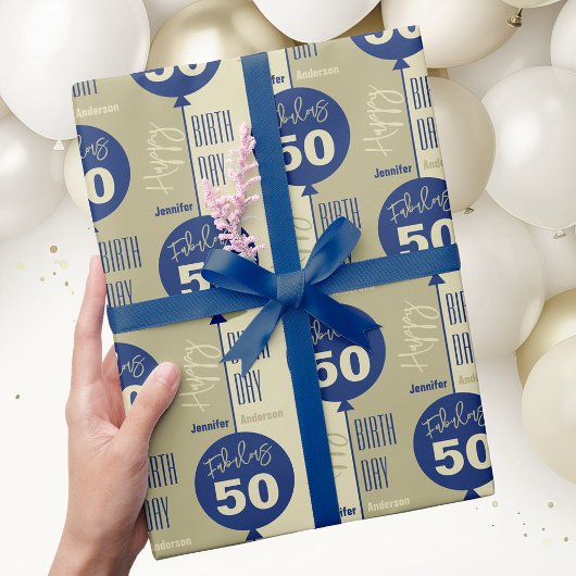 Fabulous 50 Geburtstag Geschenkpapier