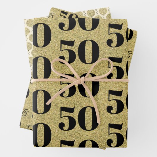 Fabulous 50. Geburtstag Gold Geschenkpapier Set (Beispiel)