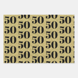 Fabulous 50. Geburtstag Gold Geschenkpapier Set