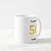 Fabulous 50. Geburtstag Gold Glitzer Monogram Name Kaffeetasse (VorderseiteRechts)