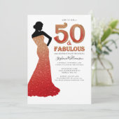 Fabulous 50. Geburtstag Ombre Glitzer Gown Invitat Einladung (Stehend Vorderseite)