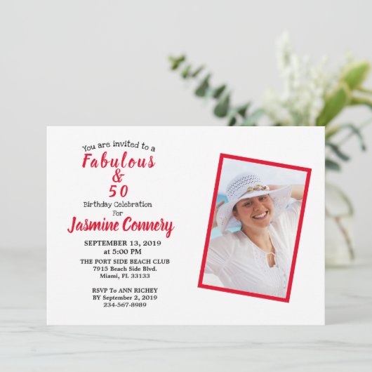 Fabulous & 50 Geburtstagsparty Einladung (Stehend Vorderseite)