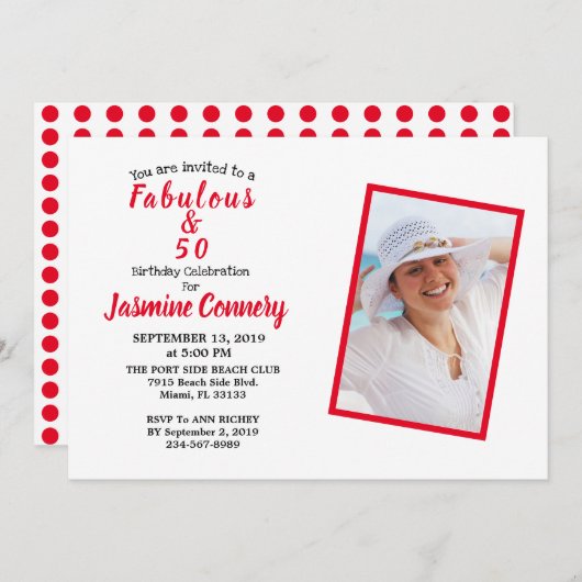 Fabulous & 50 Geburtstagsparty Einladung (Vorne/Hinten)