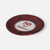 Fabulous 50 Glamour Shiny Red Fraktal Geburtstag Pappteller (Schrägansicht)