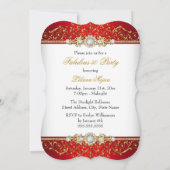 Fabulous 50 Gold Diamond Red Glamour Geburtstag Einladung (Rückseite)