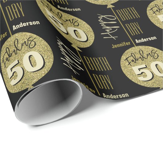 Fabulous 50 Gold Geburtstag Geschenkpapier (Rolleneckpunkt)