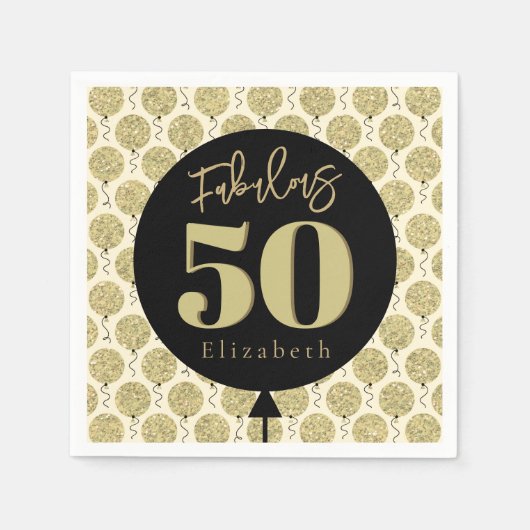 Fabulous 50 Gold Geburtstag Serviette (Vorderseite)