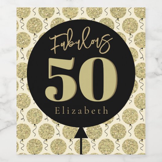 Fabulous 50 Gold Geburtstag Weinetikett (Einzelnes Label)
