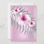 Fabulous 50 Hübsch Pink Silver Hibiskus Party Einladung (Rückseite)