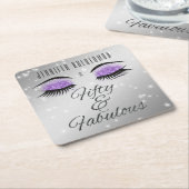 Fabulous 50 Lila Glam Eyes Paper Untersetzer (angewinkelt)