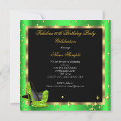 Fabulous 50 Lime Green Champagne Heelse Geburtstag Einladung (Rückseite)