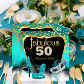 Fabulous 50 Masquerade Party Aquamarin Gold Einladung