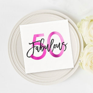 Fabulous 50.   Moderne Elegante Chic Pink Geburtst Serviette