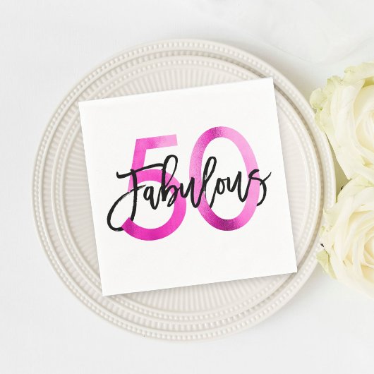 Fabulous 50. | Moderne Elegante Chic Pink Geburtst Serviette