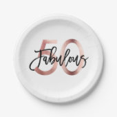 Fabulous 50. | Moderne Elegante Rose Gold Geburtst Pappteller (Vorderseite)