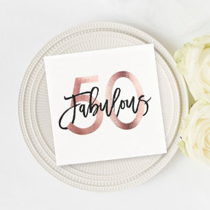 Fabulous 50. Moderne Elegante Rose Gold Geburtst Serviette