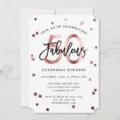 Fabulous 50 | Moderne Rose Gold Brushed Birthday Einladung (Vorderseite)