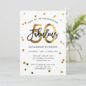 Fabulous 50 | Modernes, elegantes Gold zum Geburts Einladung (Stehend Vorderseite)