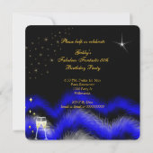 Fabulous 50 Party Royal Blue High Heels Gold Black Einladung (Rückseite)