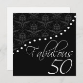 Fabulous 50 Personalisiert Black Birthday Party Einladung (Vorne/Hinten)
