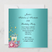 Fabulous 50 Pink Aquamariner Glitzer High Heel Geb Einladung (Rückseite)