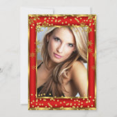 Fabulous 50 Red Foto Gold Snowflake Party Einladung (Rückseite)