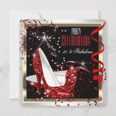 Fabulous 50 Red Schwarz-weiß 50. Geburtstagsparty  Einladung (Vorderseite)