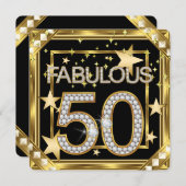Fabulous 50 Retro Glamour Hollywood Gold Frame 2 Einladung (Vorne/Hinten)