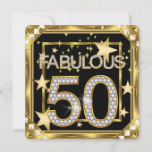 Fabulous 50 Retro Glamour Hollywood Gold Frame 2 Einladung (Vorderseite)