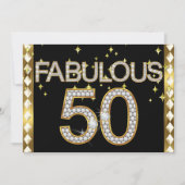 Fabulous 50 Retro Glamour Hollywood Gold Frame Einladung (Vorderseite)