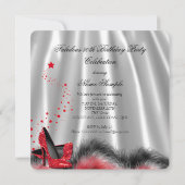 Fabulous 50 Rot High Heels Silver Black Silk Party Einladung (Rückseite)