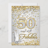 Fabulous 50 Silbergoldvergoldung High Heels Party Einladung (Vorderseite)