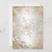 Fabulous 50 Silver Beige Creme Pearl Bow Snowflake Einladung (Rückseite)