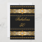 Fabulous 50 Super Elegant Birthday Gold Black Einladung (Rückseite)