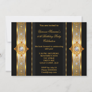 Fabulous 50 Super Elegant Birthday Gold Black Einladung