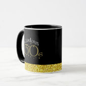 Fabulous 50er Chic Modern Script Black Gold Glitze Tasse (Vorderseite Links)