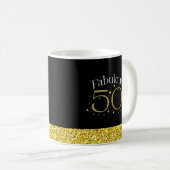 Fabulous 50er Chic Modern Script Black Gold Glitze Tasse (VorderseiteRechts)
