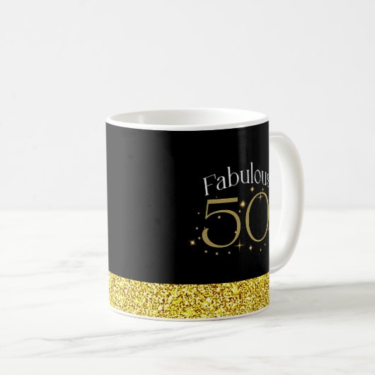 Fabulous 50er Chic Modern Script Black Gold Glitze Tasse (VorderseiteRechts)